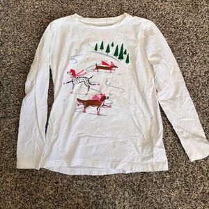 Crewcuts White Long Sleeve Shirt with Winter Dogs